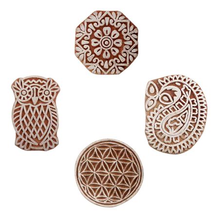 Set of 4 Piece New Mix Wooden Printing Blocks